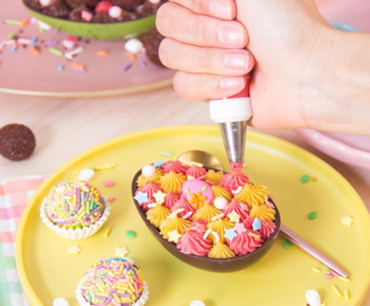 Brigadeiro filled chocolate Easter egg - Spoonable Brazilian dessert