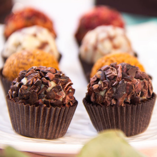 Close Up Brigadeiro Lime Pie Cacao Nibs In Paper Cups