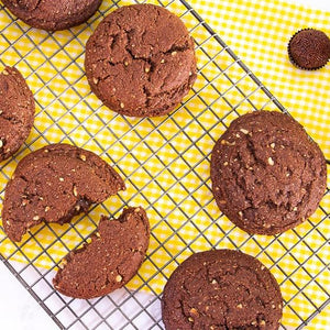 Freshly-baked gluten-free dark chocolate brigadeiro cookies